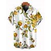 Chemise de vacances pour homme, imprimé floral et feuilles, à boutons - Blanc 5XL