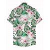 Vacation Couple Outfit Allover Flower Leaf Print Dress and Shirt Set - Vert clair S | US 4