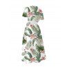 Vacation Couple Outfit Leaf Flower Print Surplice Belt Dress and Shirt Set - Blanc S | US 4
