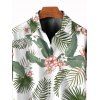 Vacation Couple Outfit Leaf Flower Print Surplice Belt Dress and Shirt Set - Blanc S | US 4