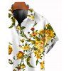 Vacation Couple Outfit Floral Leaf Print Ruched Dress and Shirt Set - Blanc S | US 4