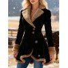 Manteau long colorblock en fausse fourrure avec boutons et ourlet mouchoir - Noir S | US 4