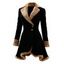 Manteau long colorblock en fausse fourrure avec boutons et ourlet mouchoir - Noir S | US 4