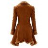 Manteau long colorblock en fausse fourrure avec boutons et ourlet mouchoir - Brun XL | US 12