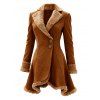 Manteau long colorblock en fausse fourrure avec boutons et ourlet mouchoir - Brun XL | US 12