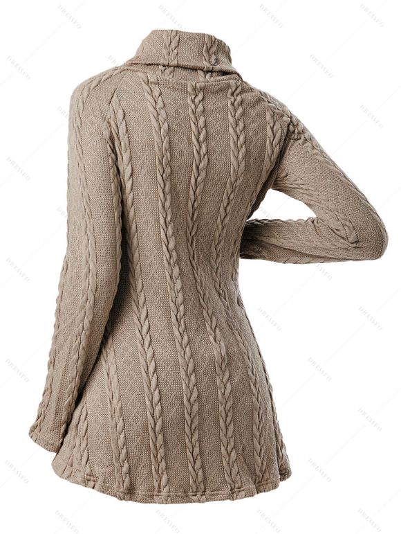 Winter Outfit Turtleneck Cable Knit Sweater Fleece-Lined Leggings and Boots Set - Brun S | US 4