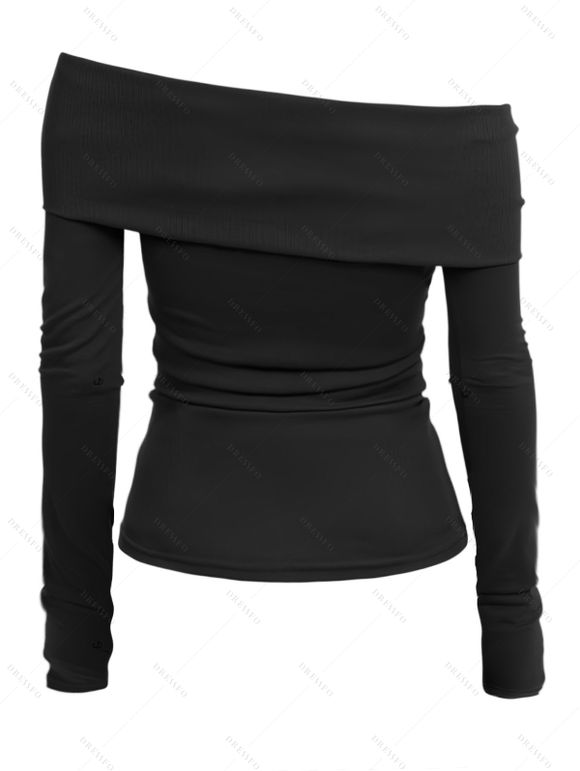 Haut uni à revers, col asymétrique, lacé et taille cintrée - Noir XXL | US 14