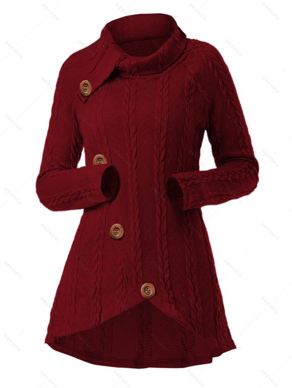 Winter Outfit Turtleneck Cable Knit Sweater Fleece-Lined Leggings and Boots Set - Rouge Vineux S | US 4