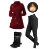 Winter Outfit Turtleneck Cable Knit Sweater Fleece-Lined Leggings and Boots Set - Rouge Vineux S | US 4