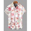 Chemise de vacances pour homme, imprimé floral de fleurs de pêcher, chemise boutonnée - Rose 5XL