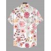 Chemise de vacances pour homme, imprimé floral de fleurs de pêcher, chemise boutonnée - Rose 5XL