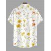 Chemise de vacances pour homme, imprimé floral et feuilles, à boutons - Jaune 5XL