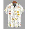 Chemise de vacances pour homme, imprimé floral et feuilles, à boutons - Jaune 5XL