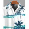Chemise de plage pour homme, imprimée cocotier, à boutons, idéale pour les vacances. - Turquoise Foncée M