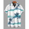 Chemise de plage pour homme, imprimée cocotier, à boutons, idéale pour les vacances. - Turquoise Foncée M