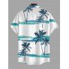 Chemise de plage pour homme, imprimée cocotier, à boutons, idéale pour les vacances. - Turquoise Foncée M