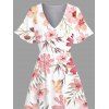 Robe de vacances à imprimé floral et feuilles de pêcher, fendue - Rose XXL | US 14