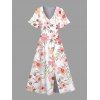 Robe de vacances à imprimé floral et feuilles de pêcher, fendue - Rose XXL | US 14