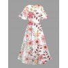 Robe de vacances à imprimé floral et feuilles de pêcher, fendue - Rose XXL | US 14
