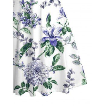 Vacation Dress Allover Floral Leaf Print Ruched Dress