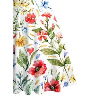 Vacation Dress Colored Floral Leaf Print Ruched Dress