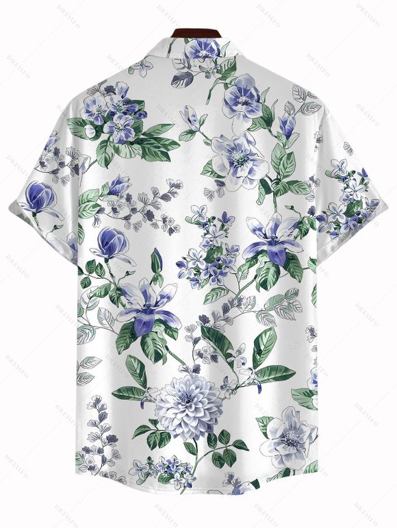 Couple Outfit for Vacation Floral Leaf Print Ruched Dress and Shirt Set - Blanc S | US 4