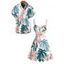 Vacation Couple Outfit Watercolor Floral Leaf Print Ruched Dress and Shirt Set - Blanc S | US 4