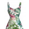 Robe de vacances à imprimé floral tropical et froncée - Vert profond XXXXXL | US 20