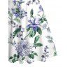 Robe de vacances à imprimé floral et feuilles, froncée - Blanc XXXXXL | US 20