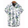 Chemise homme à imprimé floral et feuilles, idéale pour les vacances. - Blanc M