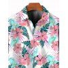 Chemise de plage pour homme à imprimé floral et feuilles, boutonnée - Blanc M