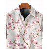 Chemise de vacances pour homme, imprimé floral de fleurs de pêcher, chemise boutonnée - Rose clair M