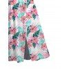 Robe de vacances à imprimé floral et feuilles, manches papillon et fente - Blanc XL | US 12