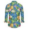 Vacation Couple Outfit Pineapple Floral Leaf Print Slit Dress and Shirt Set - Bleu clair S | US 4