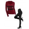 Winter Outfit Colorblock Striped Print Sweater and Grommet Leggings Set - Rouge Vineux S | US 4