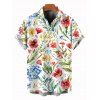 Vacation Couple Outfit Colored Floral Leaf Print Ruched Dress and Shirt Set - Blanc S | US 4