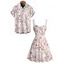 Vacation Couple Outfit Peach Blossom Print Ruched Dress and Shirt Set - Rose clair S | US 4