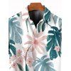 Vacation Couple Outfit Watercolor Floral Leaf Print Ruched Dress and Shirt Set - Blanc S | US 4
