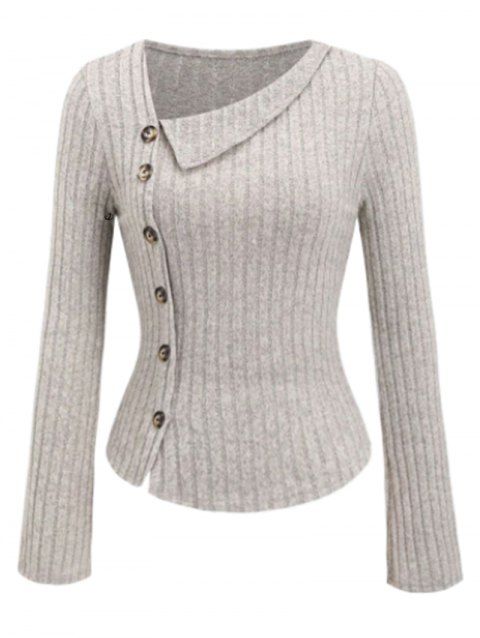 Haut texturé uni à faux boutons et manches longues fendues