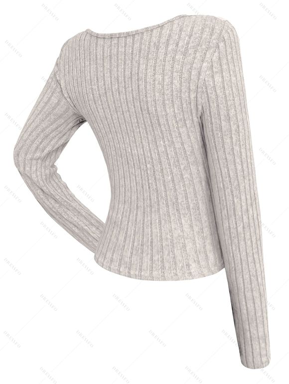 Haut texturé uni à faux boutons et manches longues fendues - Champagne XXL | US 14