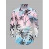 Vacation Couple Outfit Ombre Coconut Tree Print Belt Dress and Shirt Set - Rose S | US 4