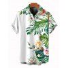 Chemise de vacances pour homme, imprimé floral et feuilles, boutonnée - Blanc 3XL
