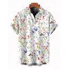 Chemise de vacances pour homme, chemise boutonnée à imprimé floral coloré - Blanc 3XL
