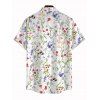 Chemise de vacances pour homme, chemise boutonnée à imprimé floral coloré - Blanc 3XL