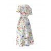 Robe de vacances à imprimé floral coloré, décolleté cache-cœur en V et ceinture - Blanc XXL | US 14