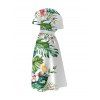 Vacation Couple Outfit Leaf Floral Print Surplice Belt Dress and Shirt Set - Blanc S | US 4