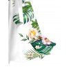 Vacation Couple Outfit Leaf Floral Print Surplice Belt Dress and Shirt Set - Blanc S | US 4