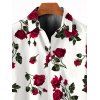 Chemise Décontractée Rose Imprimée Boutonnée à Manches Courtes pour Homme - Blanc M