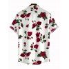 Chemise Décontractée Rose Imprimée Boutonnée à Manches Courtes pour Homme - Blanc S