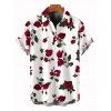 Chemise Décontractée Rose Imprimée Boutonnée à Manches Courtes pour Homme - Blanc XL